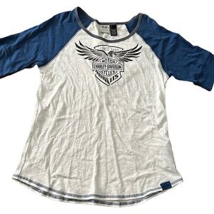 Harley-Davidson Womens Sz Large 115th Anniversary Limited Edition Baseball Tee